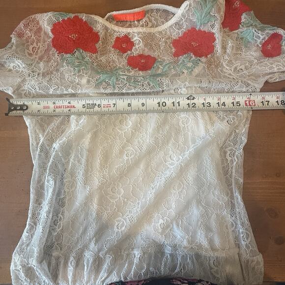 Lulumari Anthropologie Floral Lace Mini Dress Size S Sheer Beachy Vaca Boho Y2K - Picture 10 of 13